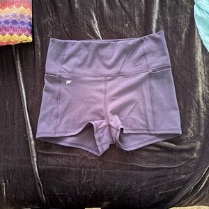 Fabletics Gray Athletic Shorts High-Waist Compression